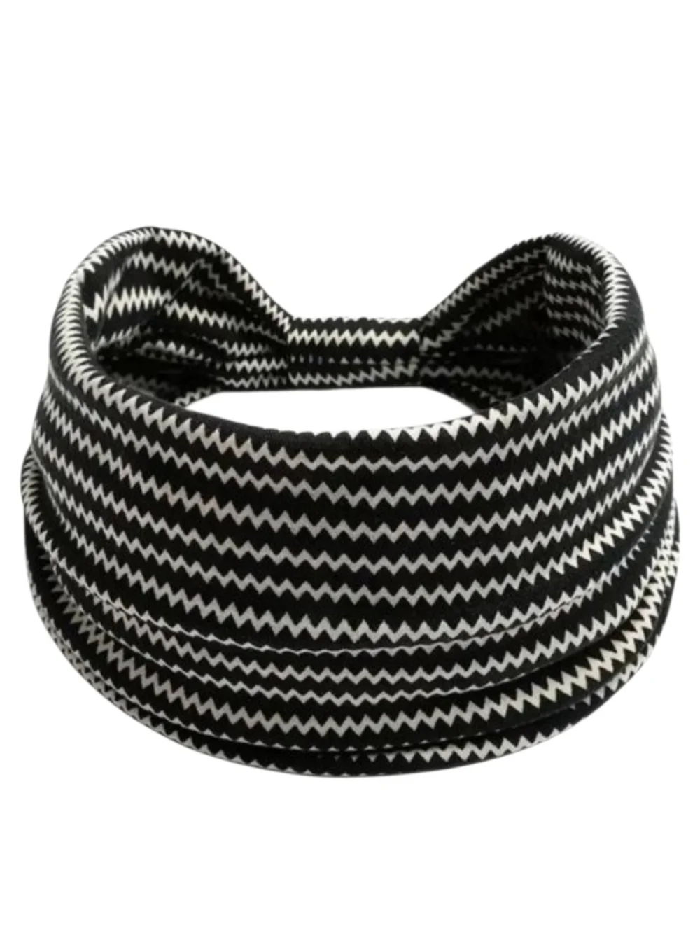 Dark Navy Blue & White Zigzag Wide Headband